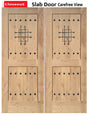 Exterior double solid wood entry doors with classic panel design, front view