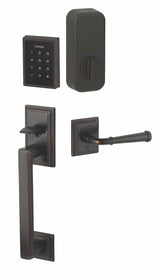Electronic front door lock set with keypad and handle, smart entry hardware