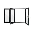 Exterior folding door fully open showing wide entry opening and panel configuration