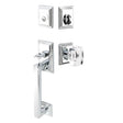 Chrome front entry door handle set with deadbolt and grip handle, exterior door hardware, front view