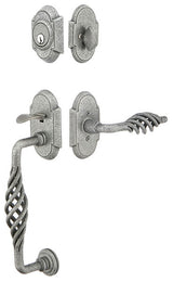Premium front door handle set with deadbolt and designer grip handle, exterior hardware