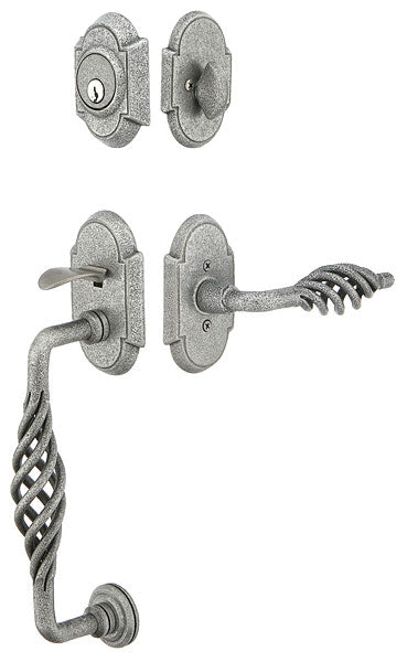 Premium front door handle set with deadbolt and designer grip handle, exterior hardware