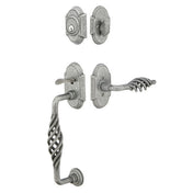 Premium front door handle set with deadbolt and designer grip handle, exterior hardware