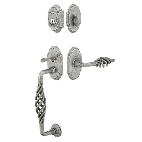 Premium front door handle set with deadbolt and designer grip handle, exterior hardware