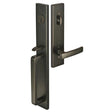 Front entry door handle set with deadbolt and grip handle, exterior hardware, front view