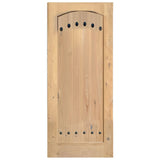 Exterior solid wood slab entry door with classic panel design, front view