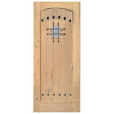 Exterior solid wood slab entry door with classic panel design, front view