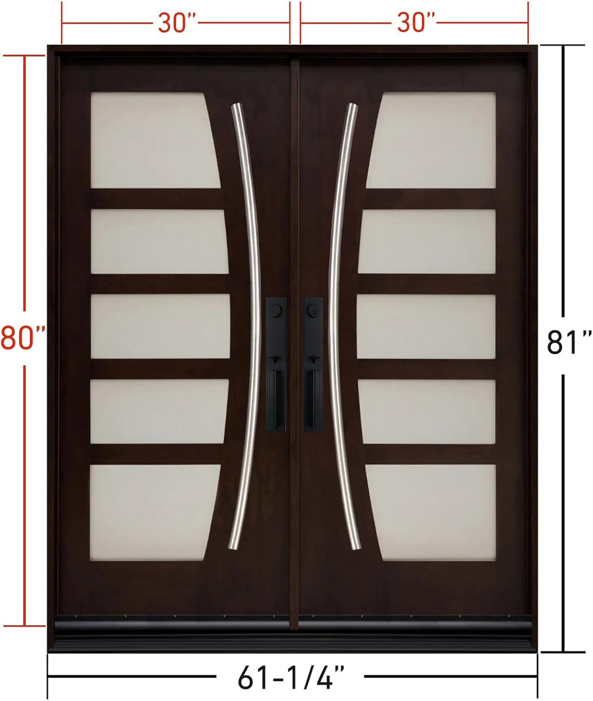 Double entry door measurement diagram showing door dimensions and sizing details