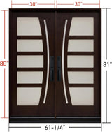 Double entry door measurement diagram showing door dimensions and sizing details