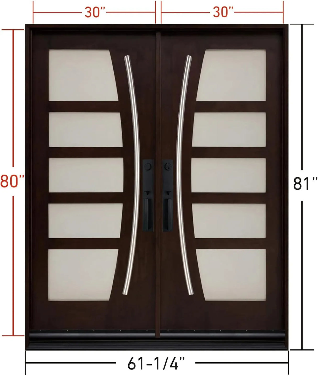 Double entry door measurement diagram showing door dimensions and sizing details
