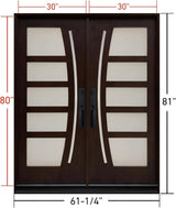 Double entry door measurement diagram showing door dimensions and sizing details