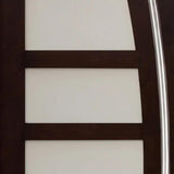 Close-up of decorative glass panel on entry door showing textured design and privacy detail