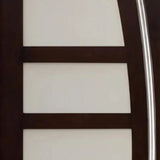Close-up of decorative glass panel on entry door showing textured design and privacy detail