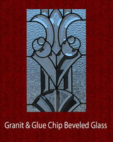 closeup design of glass for slab door