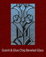 closeup design of glass for slab door