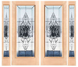 Exterior double solid wood entry doors with sidelights and classic panel design