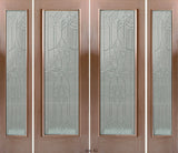 Exterior double solid wood entry doors with sidelights and classic panel design