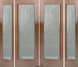 Exterior double solid wood entry doors with sidelights and classic panel design