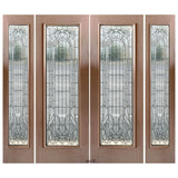 Exterior double solid wood entry doors with sidelights and classic panel 