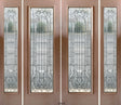 Exterior double solid wood entry doors with sidelights and classic panel design