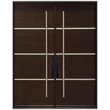 Double front entry door with solid panel design and classic styling, straight-on exterior view