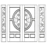 Illustration of exterior wood slab door showing design