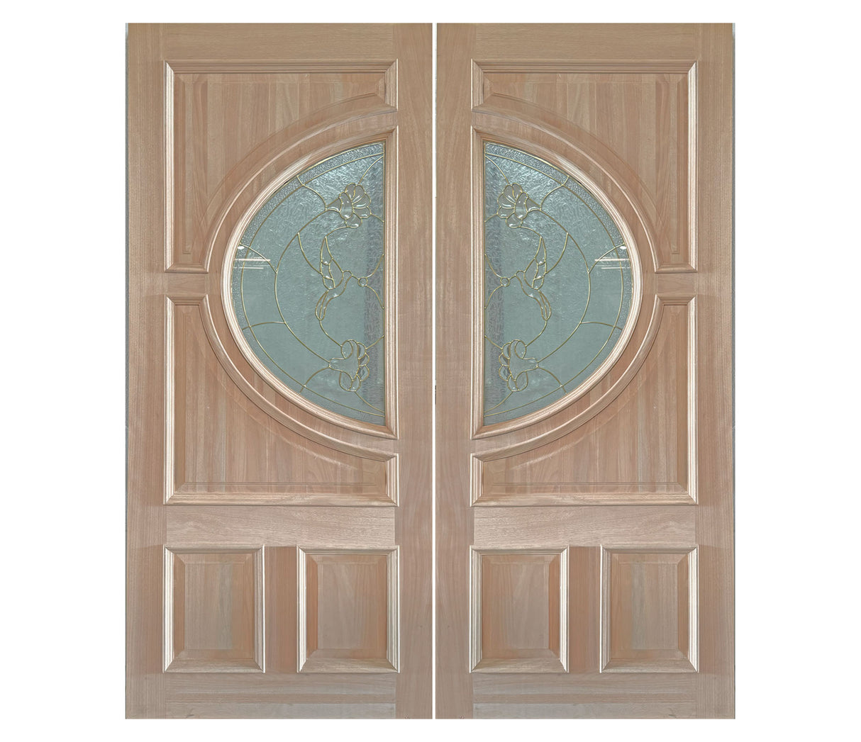 Double solid wood entry doors with classic panel styling