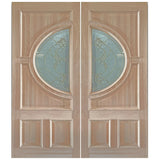 Double solid wood entry doors with classic panel styling