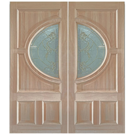 Double solid wood entry doors with classic panel styling