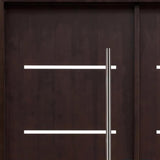 Close-up of wood grain surface on entry door showing natural texture and finish detail