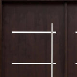 Close-up of wood grain surface on entry door showing natural texture and finish detail