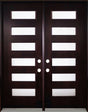 Double front entry door with solid panel design and classic styling, straight-on exterior view