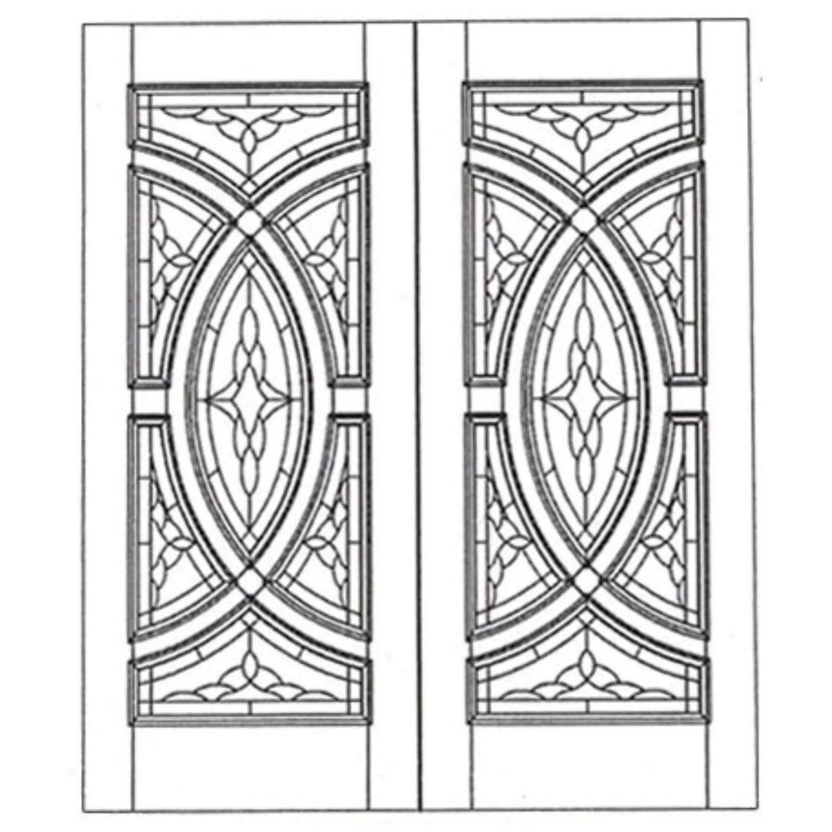 Illustration of solid wood slab entry door showing panel layout and design