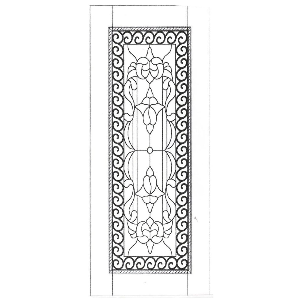 Illustration of solid wood slab entry door showing panel layout and design