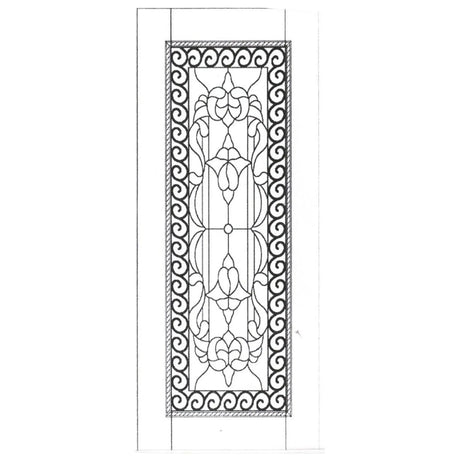 Illustration of solid wood slab entry door showing panel layout and design