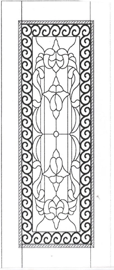 Illustration of solid wood slab entry door showing panel layout and design