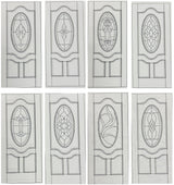 Illustration of solid wood slab entry door showing panel layout and design