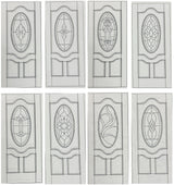 Illustration of solid wood slab entry door showing panel layout and design