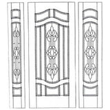 Illustration of solid wood slab entry door showing panel layout and design