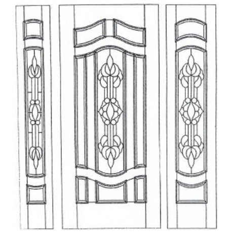 Illustration of solid wood slab entry door showing panel layout and design