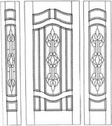 Illustration of solid wood slab entry door showing panel layout and design