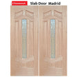 Exterior double solid wood entry doors with classic panel design, front view