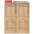 Exterior double solid wood entry doors with classic panel design, front view