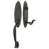 Front entry door handle set with deadbolt and grip handle, front door hardware, front view