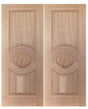 Interior double wood slab doors with classic circle panel layout