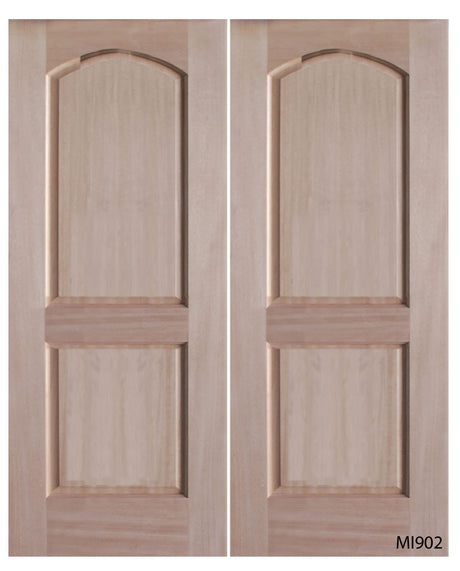 Interior double wood slab doors with modern panel design and clean look
