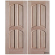 Interior double wood slab doors with flat panel design and clean lines