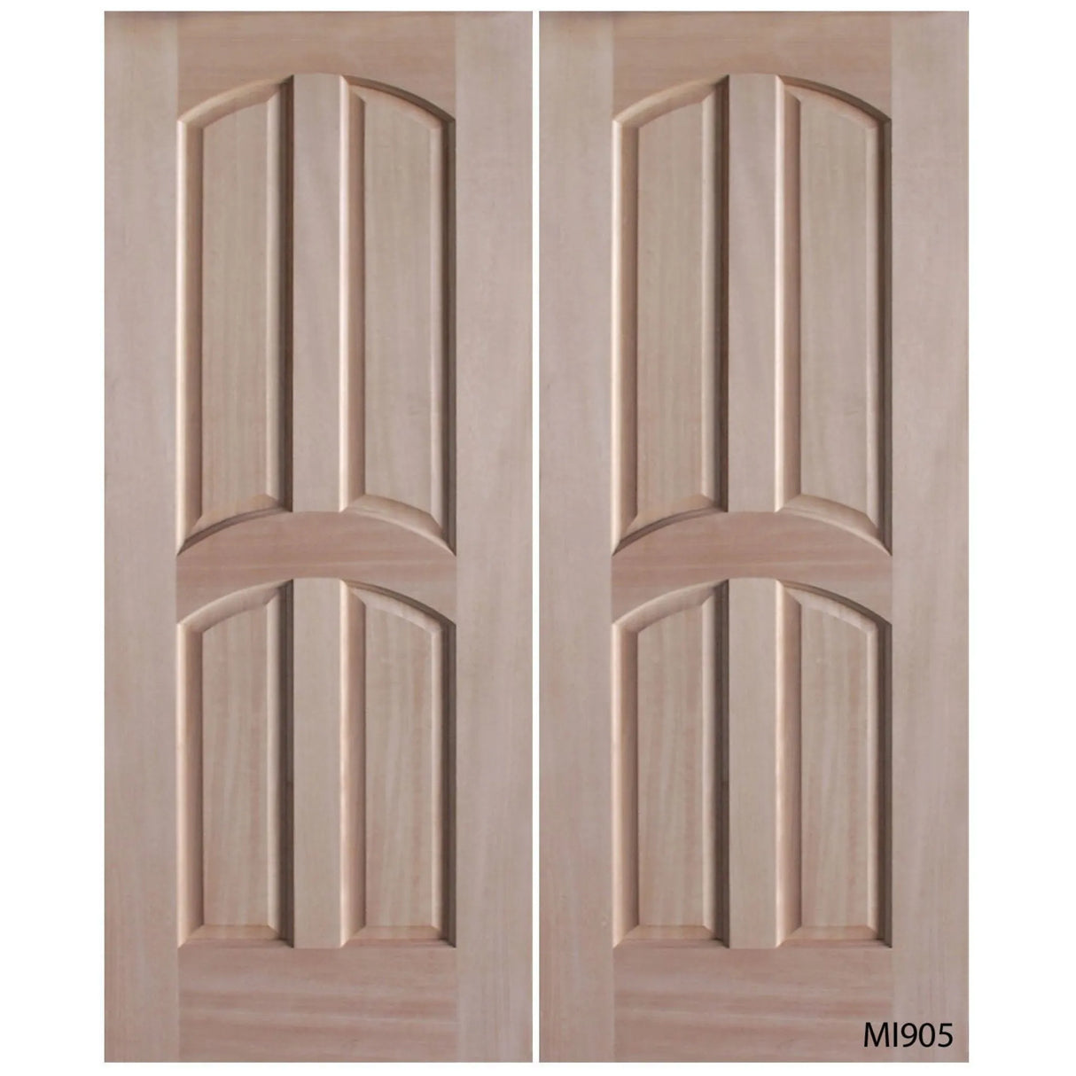 Interior double wood slab doors with flat panel design and clean lines
