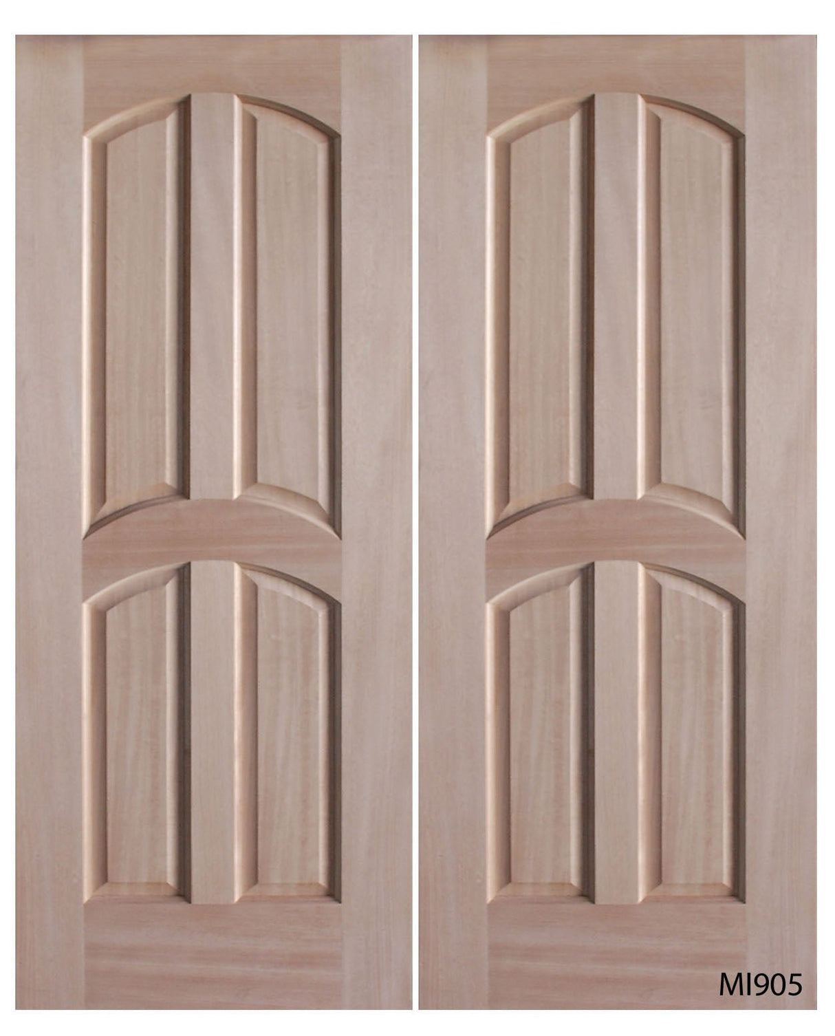 Interior double wood slab doors with flat panel design and clean lines