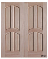 Interior double wood slab doors with flat panel design and clean lines